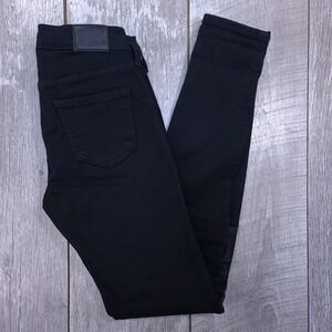 True Religion Halle Super Skinny Jeans Womens 25 Black Moto Knee Panel Mid Rise